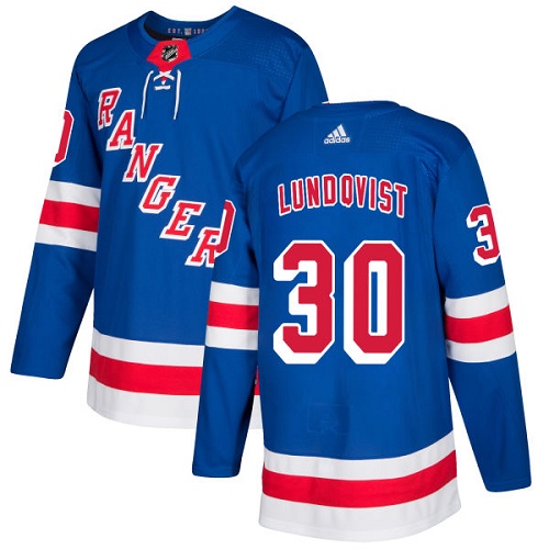 Adidas Men New York Rangers #30 Henrik Lundqvist Royal Blue Home Authentic Stitched NHL Jersey